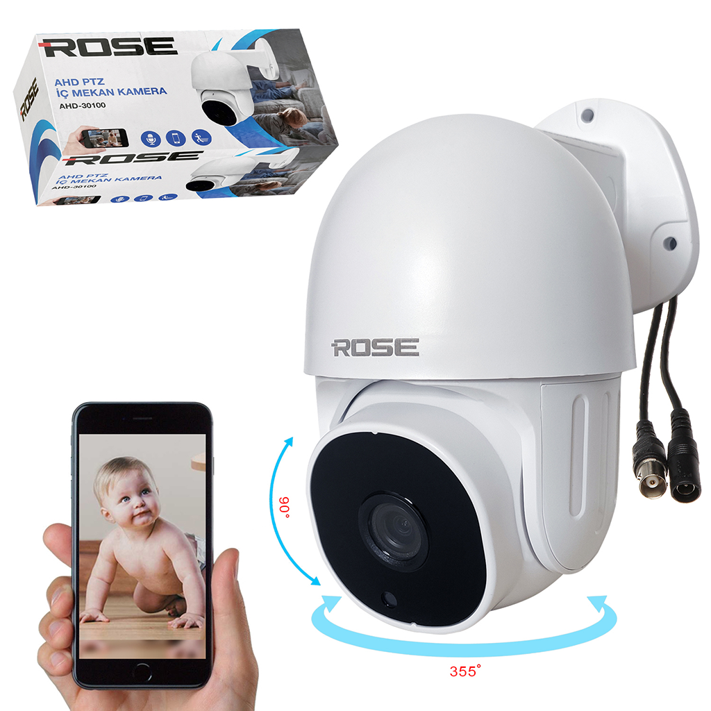 Ahd PTZ Kamera 360 Derece Sesli 1080p Rose AHD-30100  