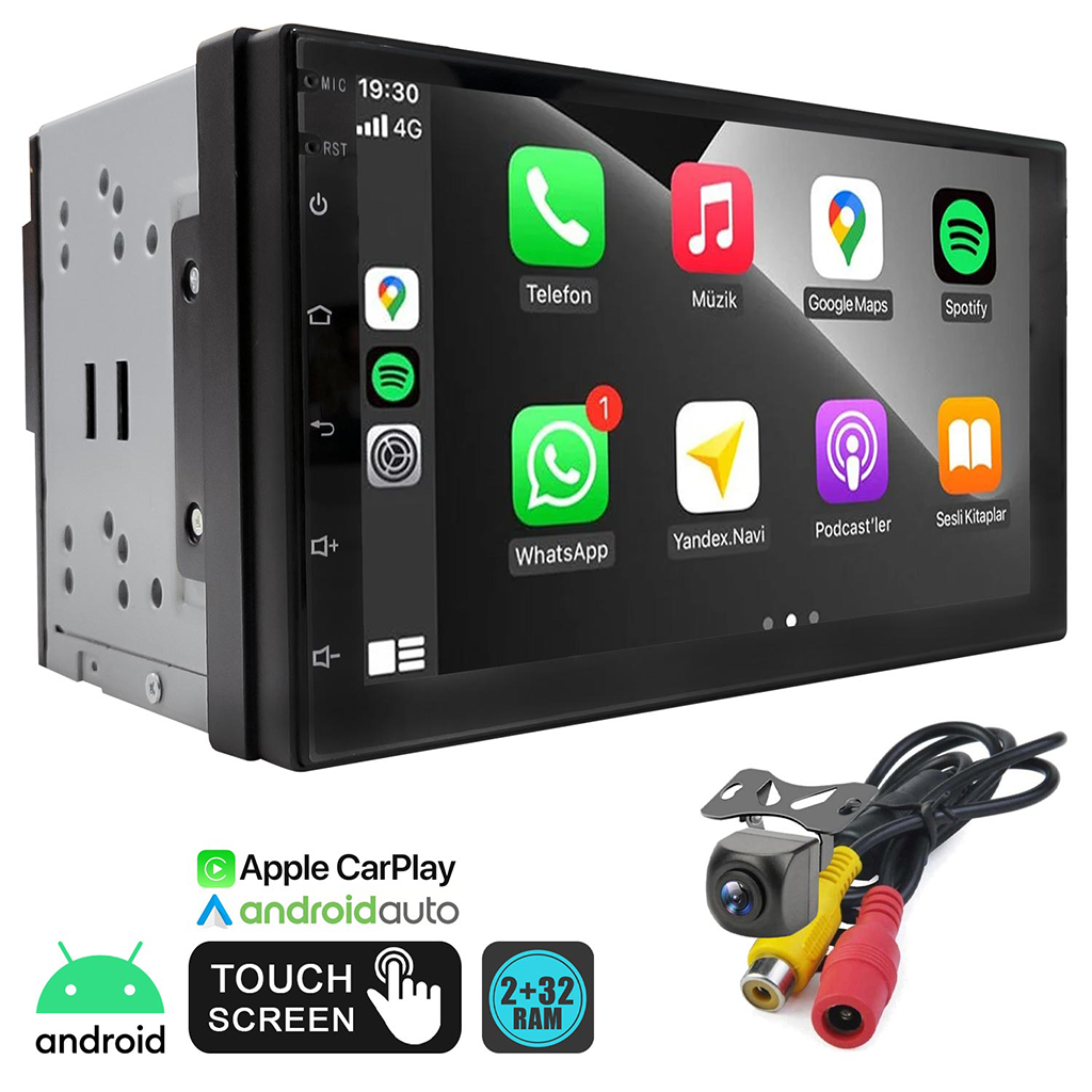 7" Android Double Teyp 2-32 Kameralı Multimedya Carplay Rose DC-8250BT-232