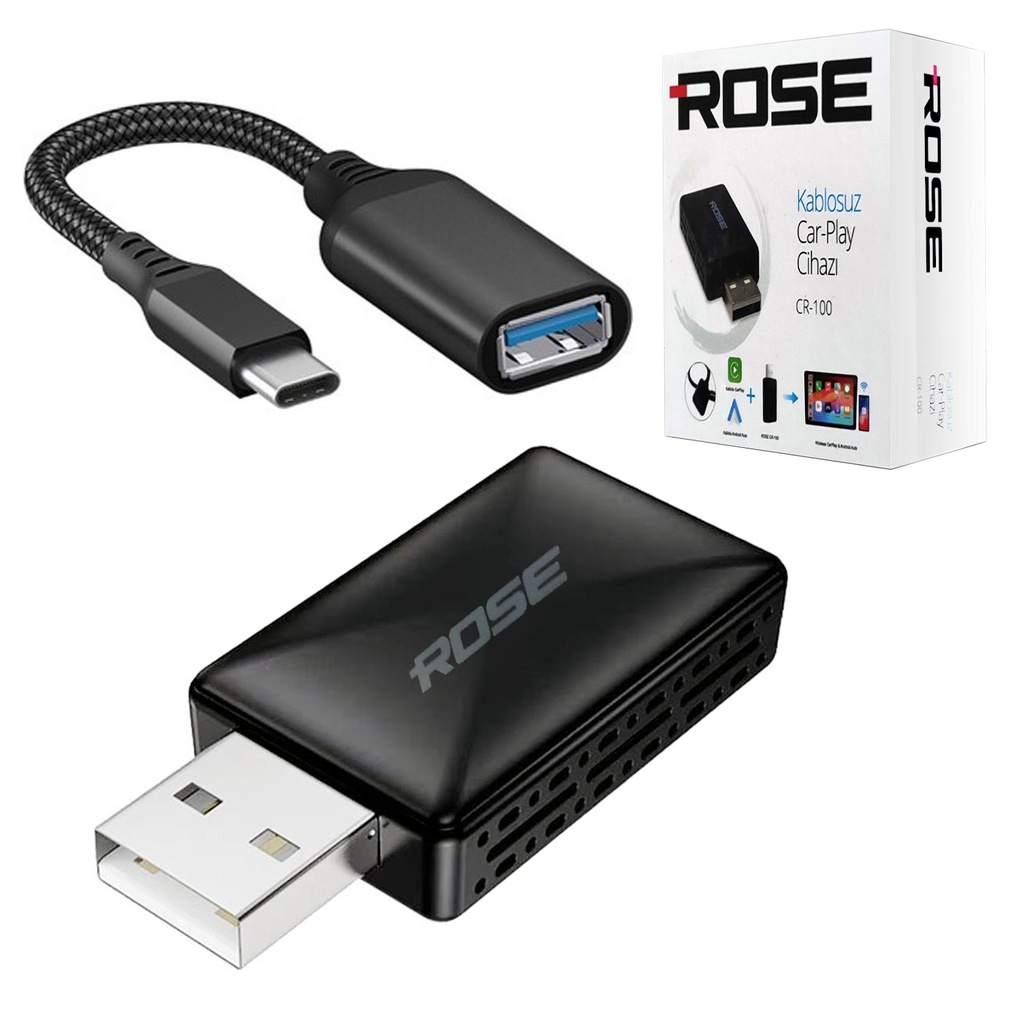 Oto Wireless Carplay İos Android Ekran Yansıtma Dongle Rose CR-100  