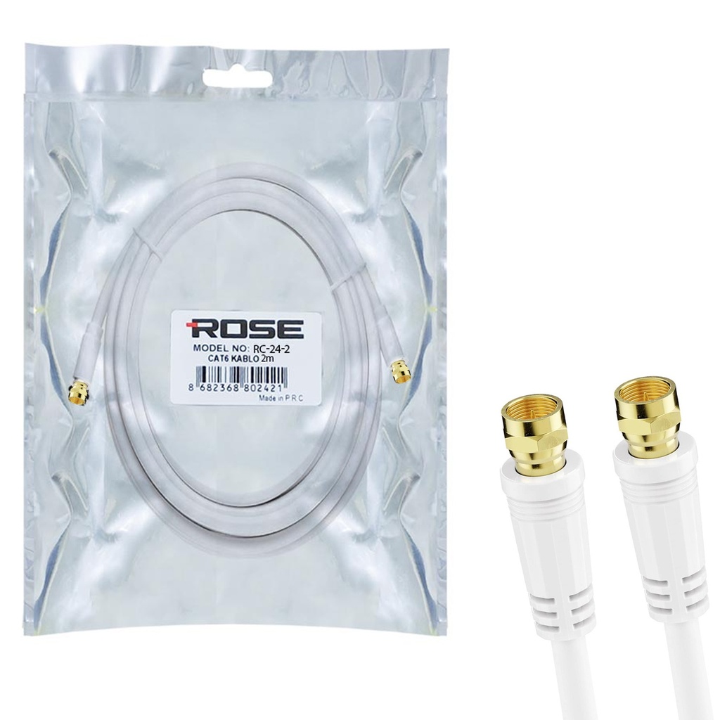 RG6 F Konnektörlü Hazır Anten Kablo 2mt Rose RC-24-2