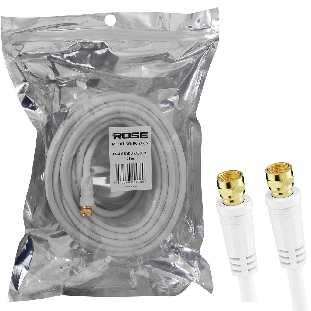 RG6 F Konnektörlü Hazır Anten Kablo 3mt Rose RC-24-3