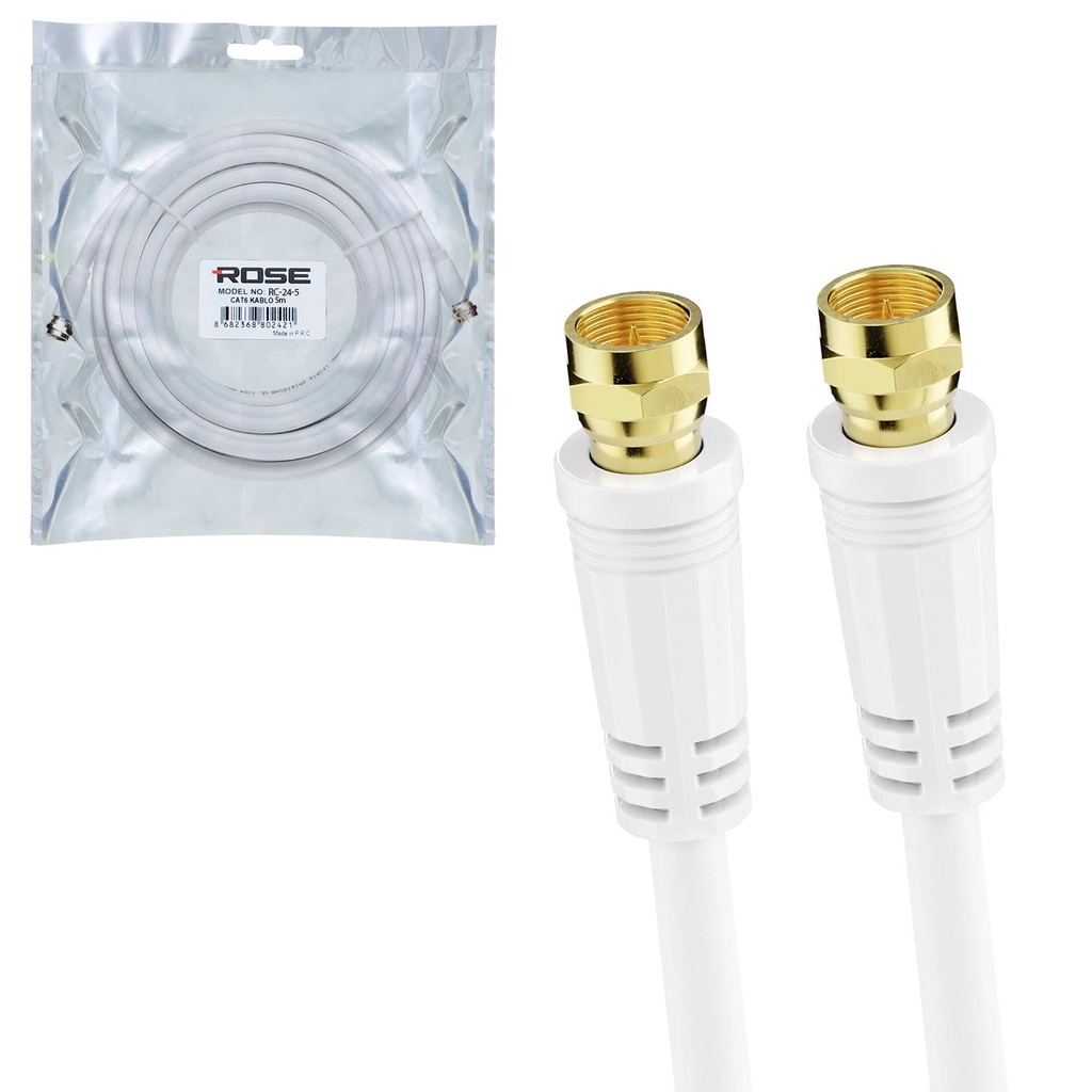 RG6 F Konnektörlü Hazır Anten Kablo 5mt Rose RC-24-5