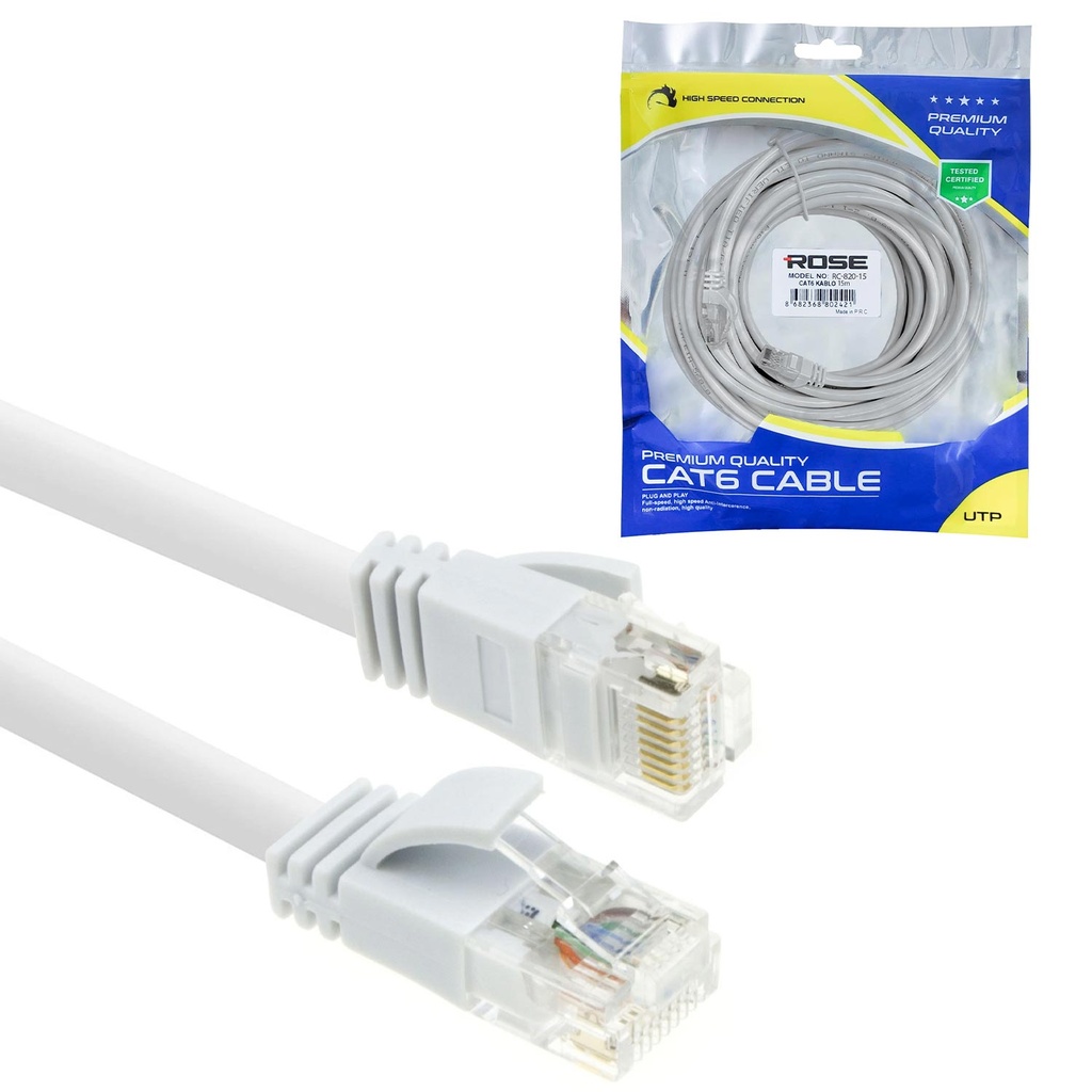 Cat6 Patch Kablo 15mt Rose RC-820-15