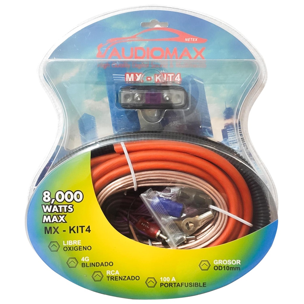 4GA Oto Anfi Kablo Seti 8000w Audiomax MX-KIT4  R10