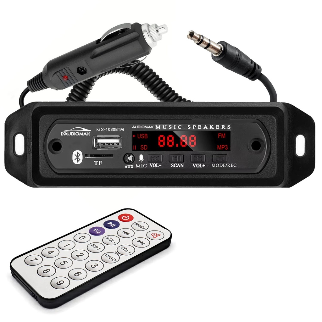 Oto Teyp Çevirici Bord Mikrofonlu Bt Aux Usb Sd Kumandalı Audiomax MX-1080BTM  R33