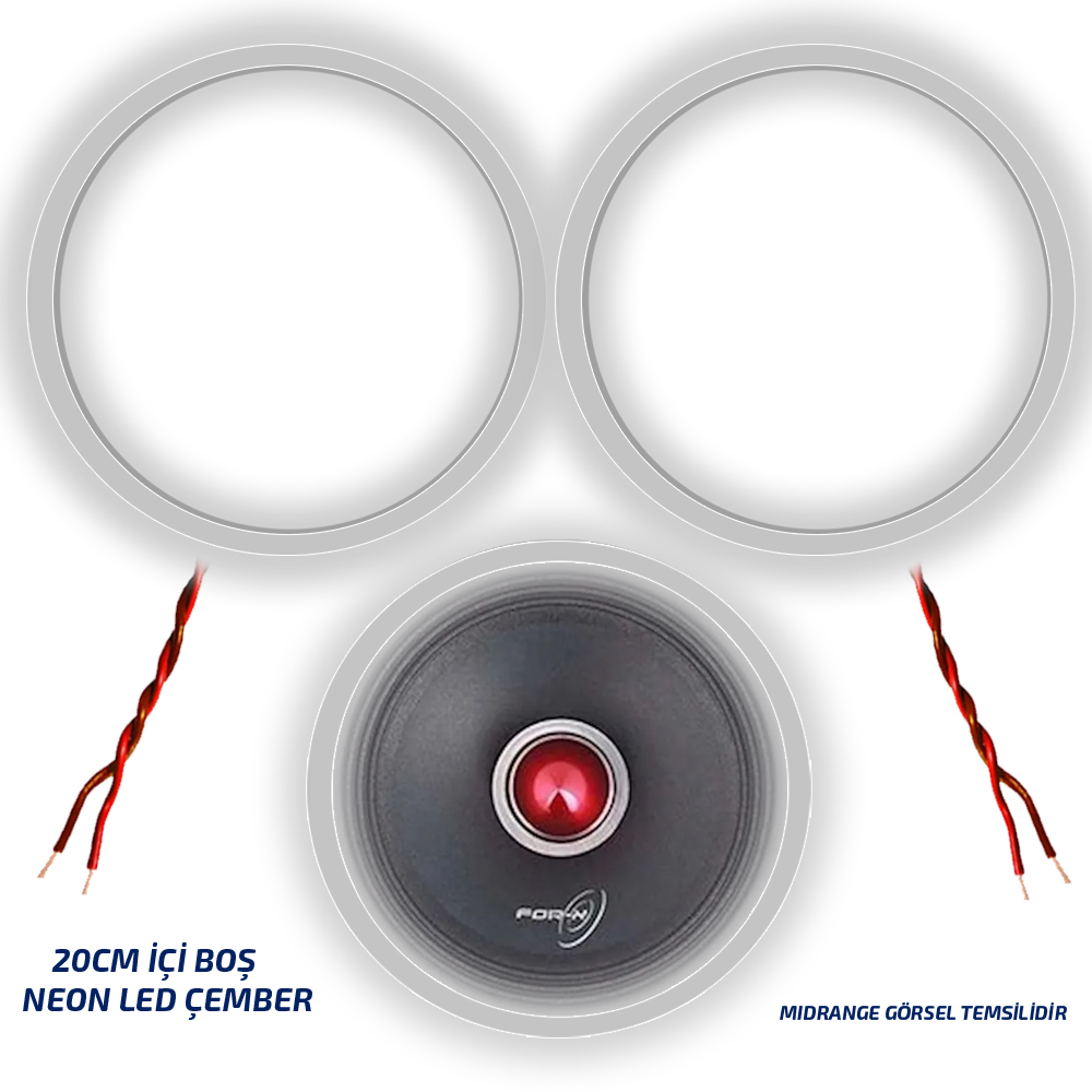 20cm İçi Boş Ledli Hoparlör Kasnak 2 Adet Poke PK-4515
