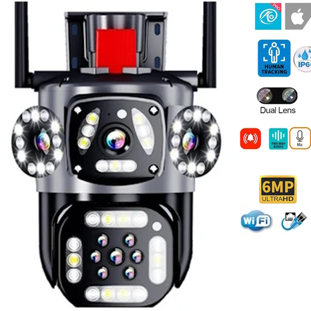 Wifi PTZ Çift Kamera Alarmlı Gece Renkli Sesli Ultra HD 3+3mp O-Kam Pro-3412