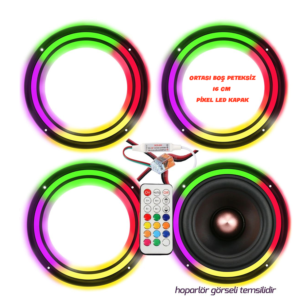 Pixel Ledli 16cm Hoparlör Kapak İçi Boş 4 Adet Poke PK-4534