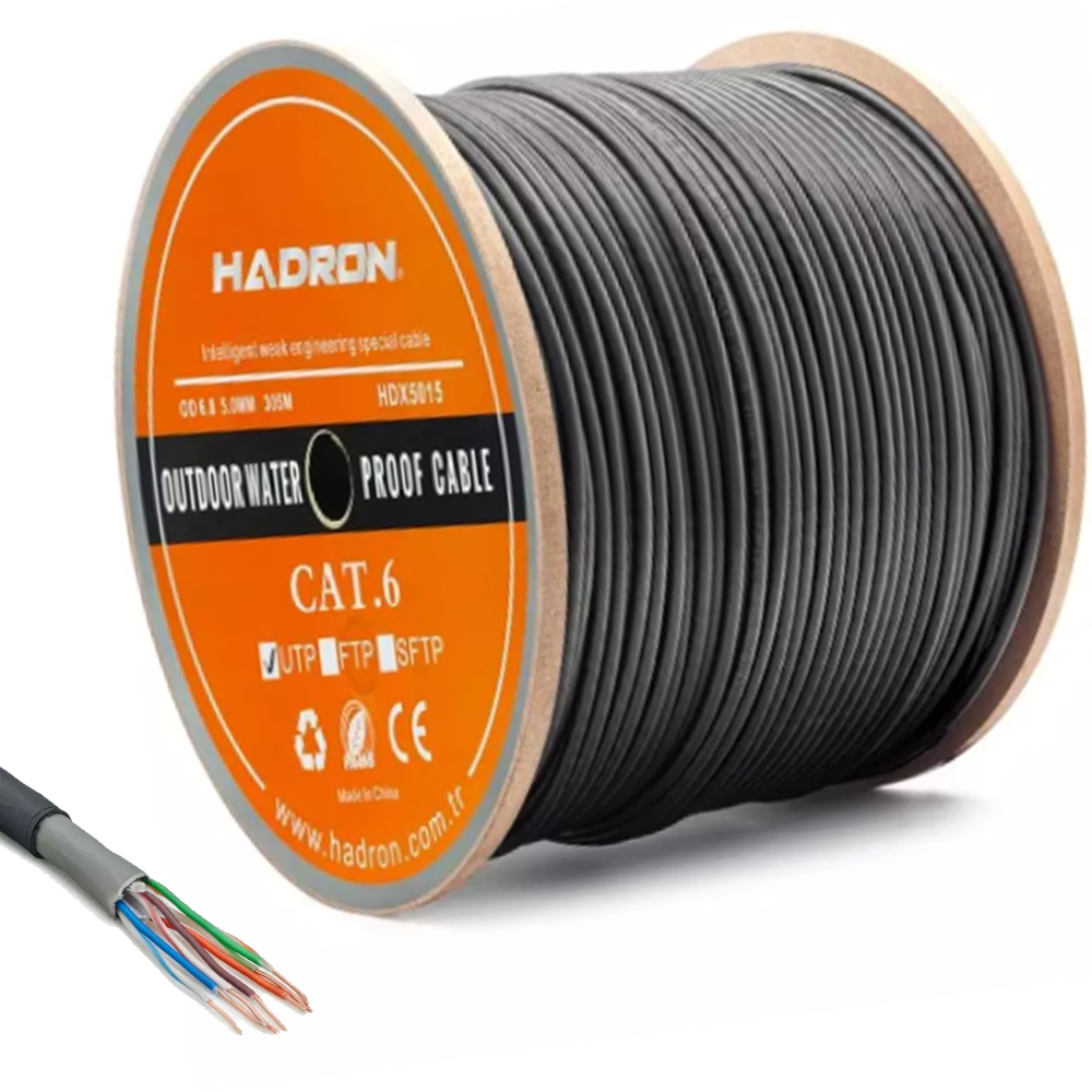 Cat6 Kablo 23Awg 305mt 0.51mm Dış Mekan Zırhlı Hadron HDX-5015