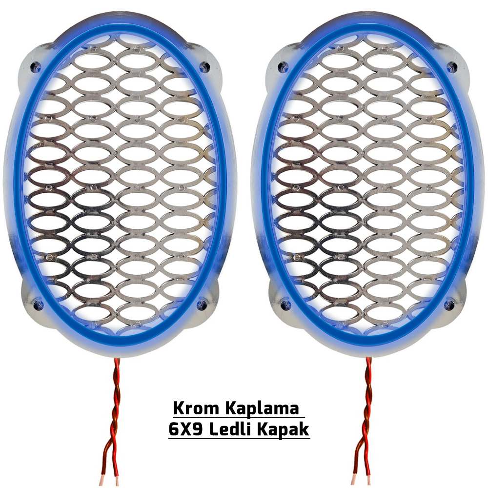 Krom Ledli Hoparlör Kapak Oval 2 Adet Poke PK-4472 