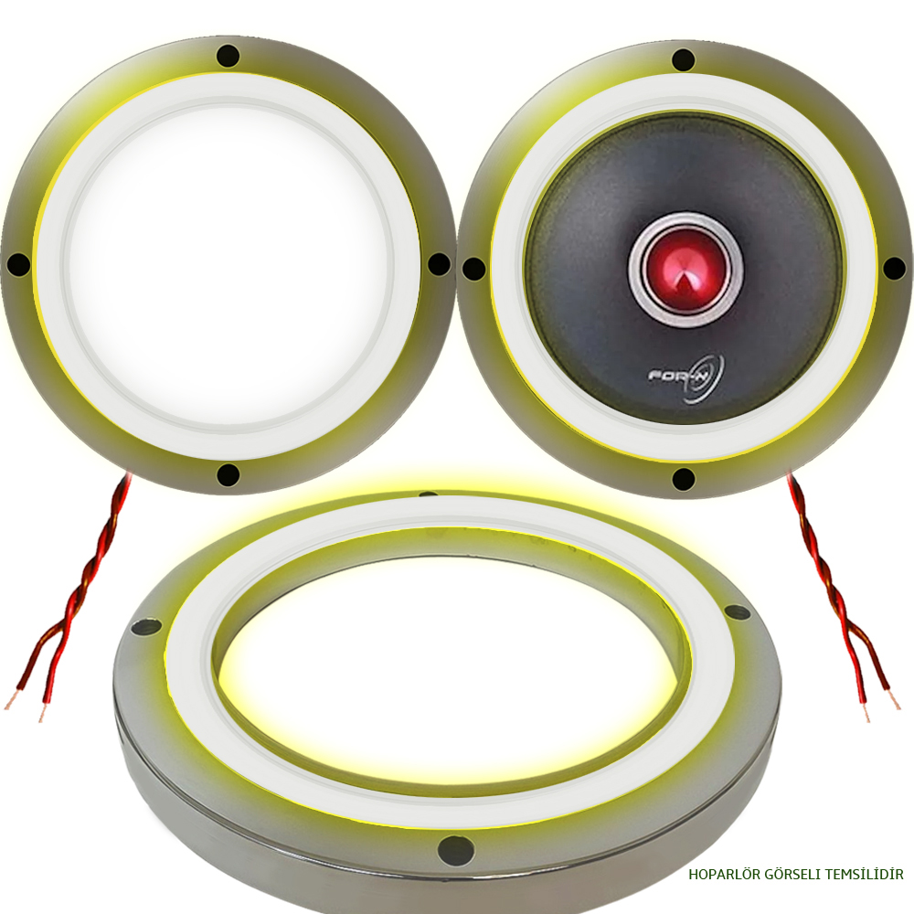 16cm Krom Ledli Hoparlör Kapak İçi Boş 2 Adet Poke PK-4554