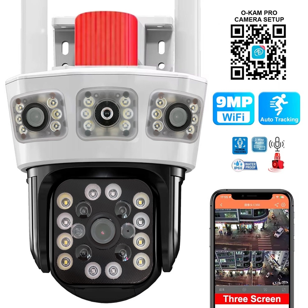 Akıllı Güvenlik Kamerası 3 Kamera 9MP Gece Renkli Sesli Alarmlı Apronx WP-390