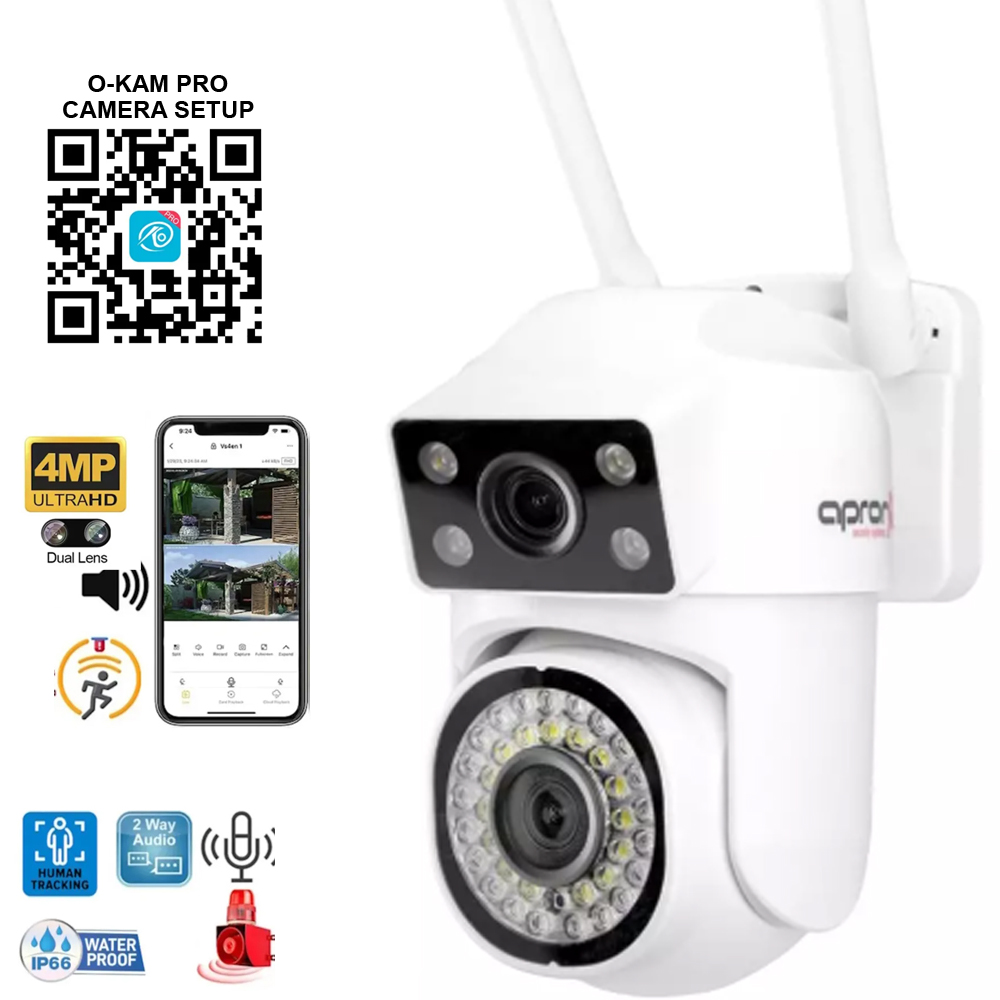 Wifi PTZ 3 Kamera 9MP Gece Renkli Sesli Alarmlı Apronx WP-390