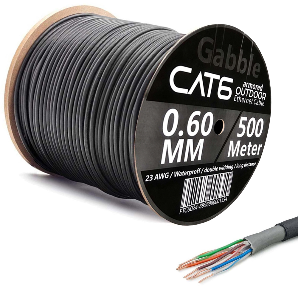 Cat6 Kablo 23Awg 0.60mm Dış Mekan 500mt Gabble Gab-FTP500
