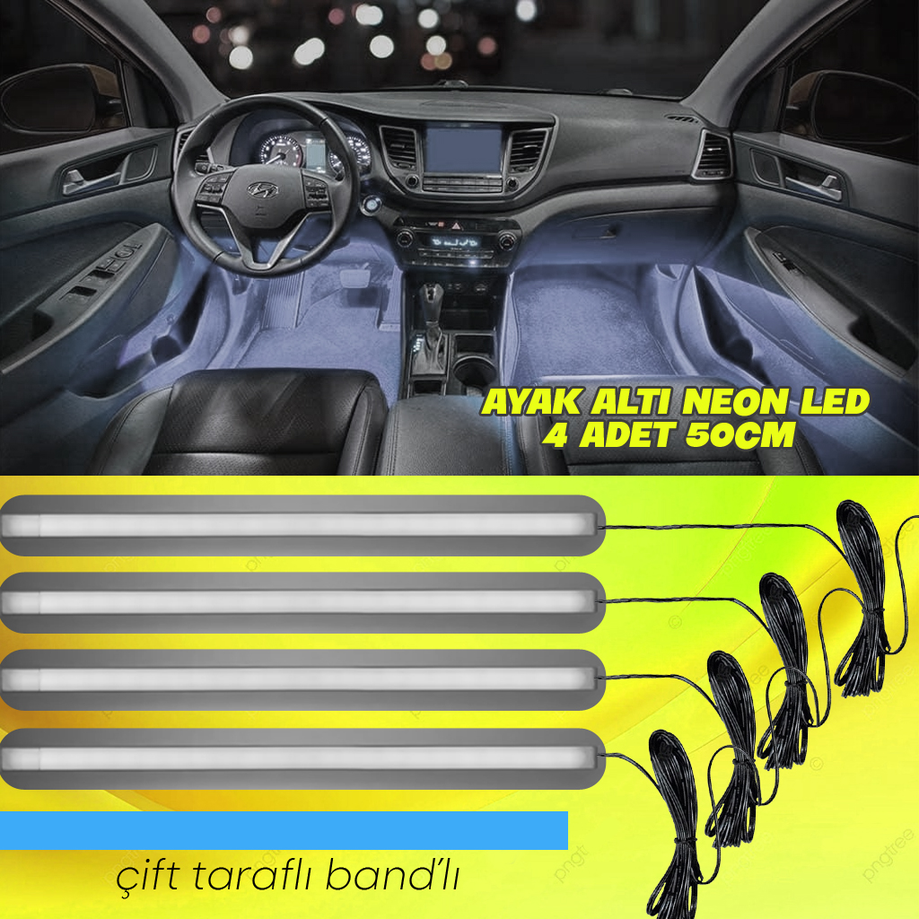Ayak Altı Tezgah Altı Neon Led 50cm 1.5mt Kablolu 12v 4 Adet Poke PK-4731