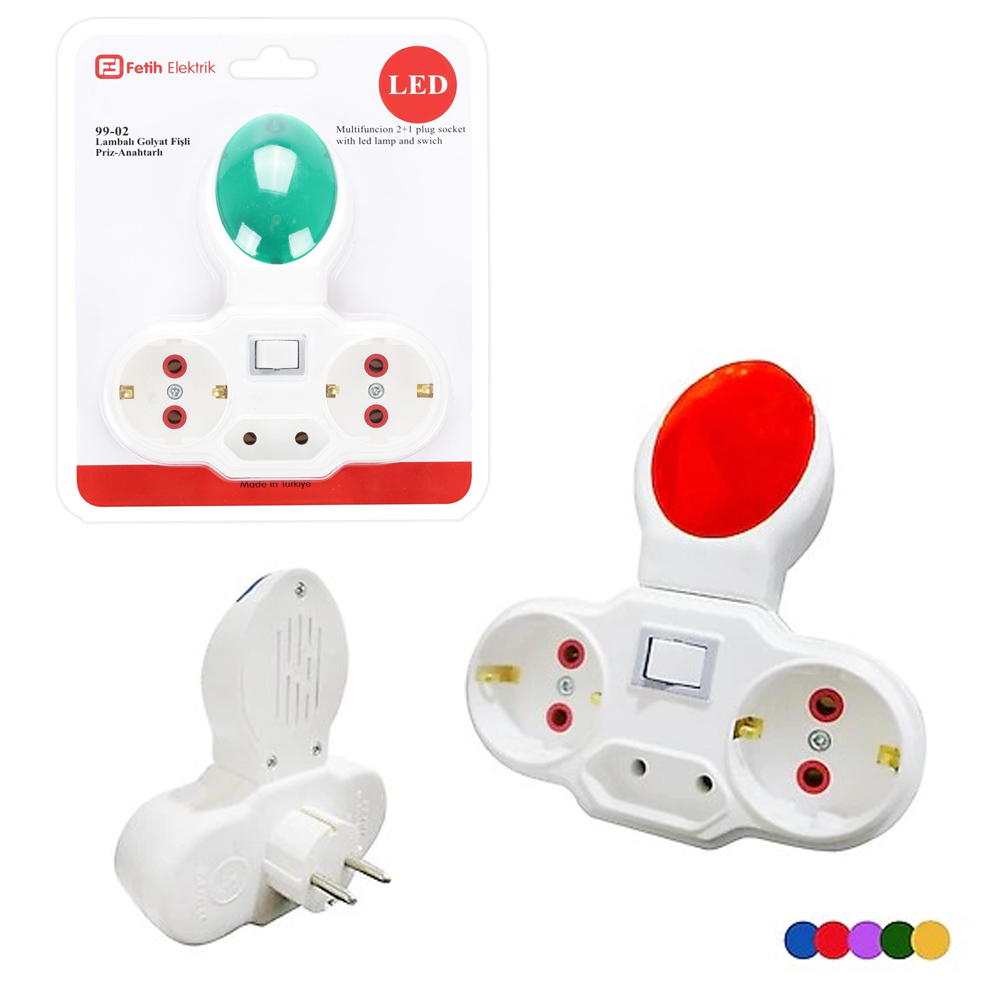 Gece Lambası Üçlü Priz Topraklı Fetih 99-02