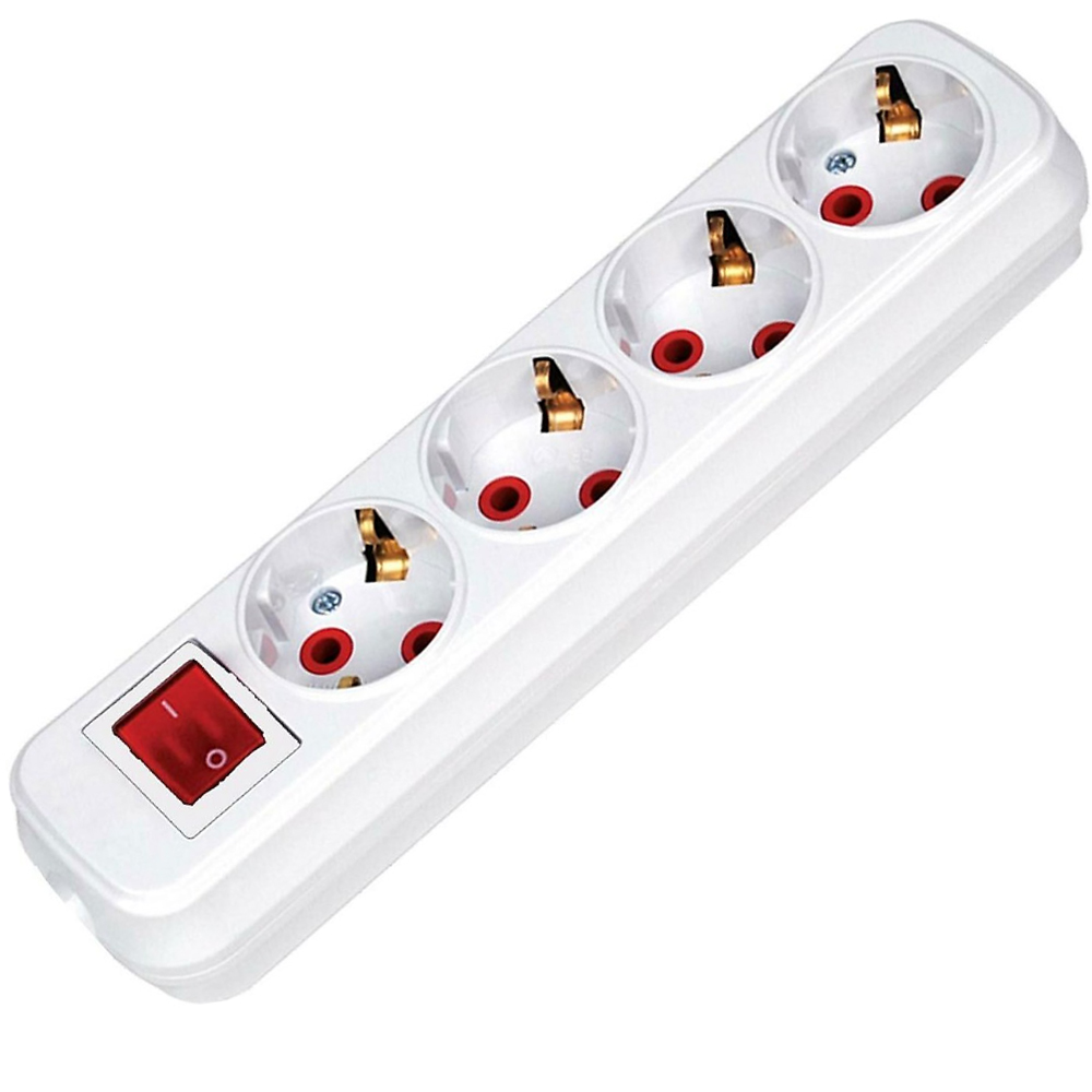 Dörtlü Topraklı Anahtarlı Grup Priz Klemensli Fetih 410-00