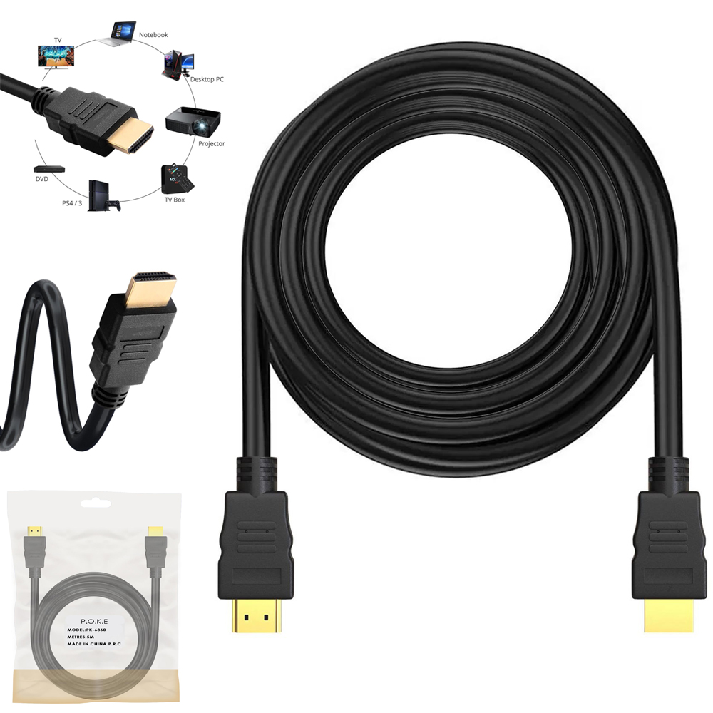 Hdmi Kablo 1.4v 4K Gold 5mt Poke PK-6860