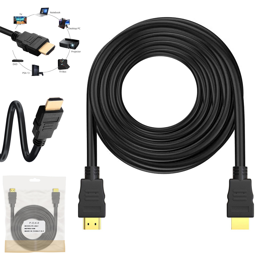 Hdmi Kablo 1.4v 10mt Gold Poke PK-6861