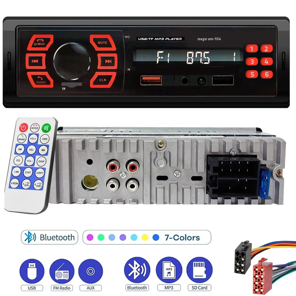 Oto Teyp 4x50w Bt 2xUsb  Kısa Kasa Mega VM-104