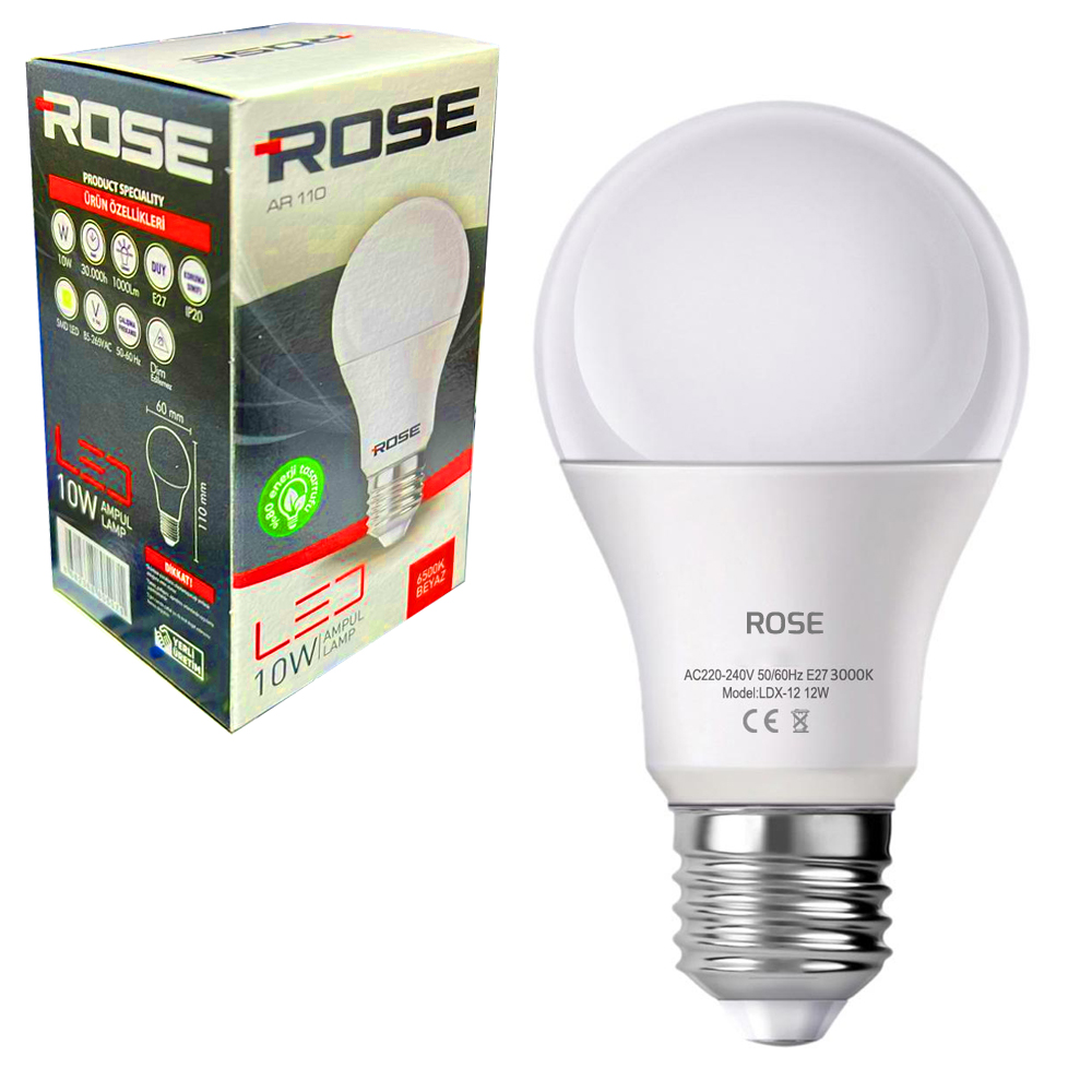 Led Ampul 220v 10w 950Lm Beyaz E27 Rose AR-110