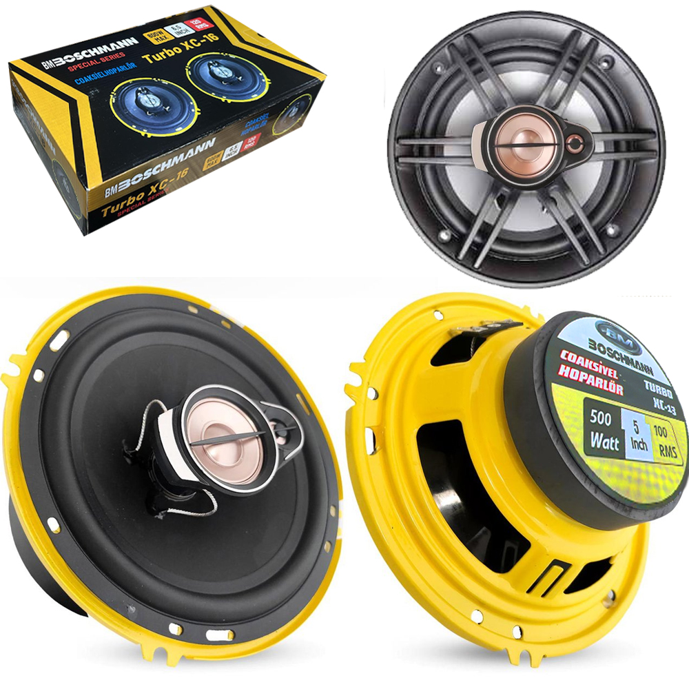 16cm Oto Hoparlör Koaksiyel 600w Tweeterli Kapaklı 2 Adet Boschmann Turbo XC-16