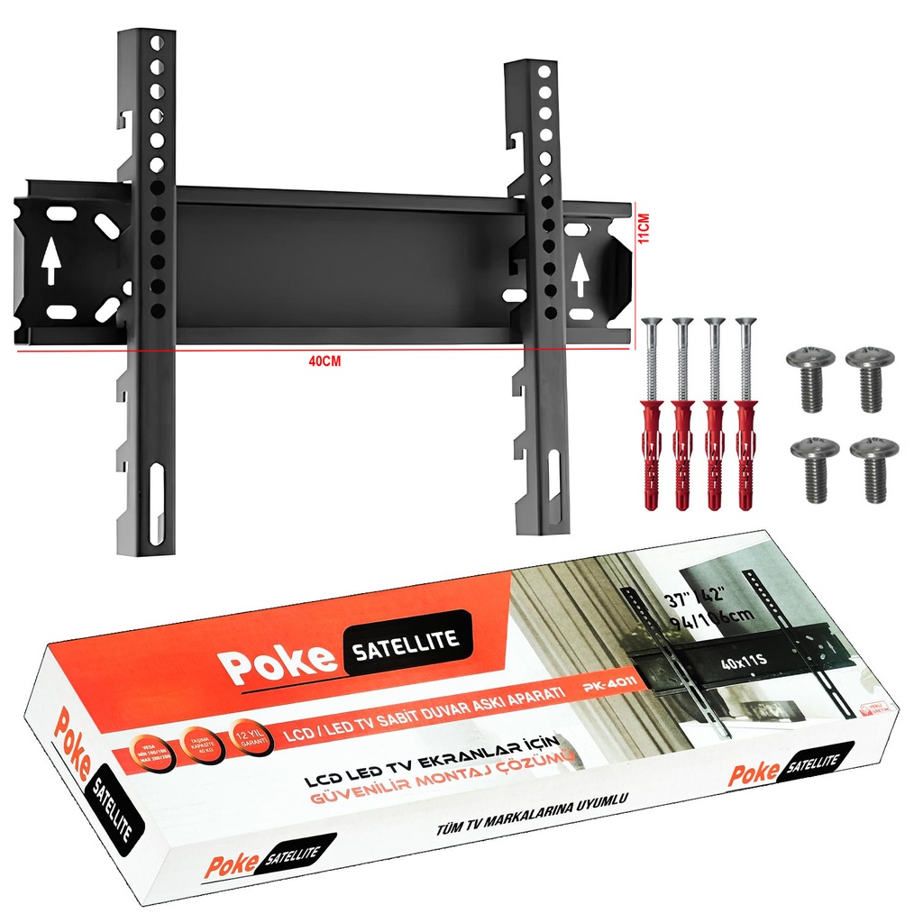 37'' 42'' 94-106cm Lcd Askı Aparatı Sabit Siyah Ufix-Poke PK-4011S