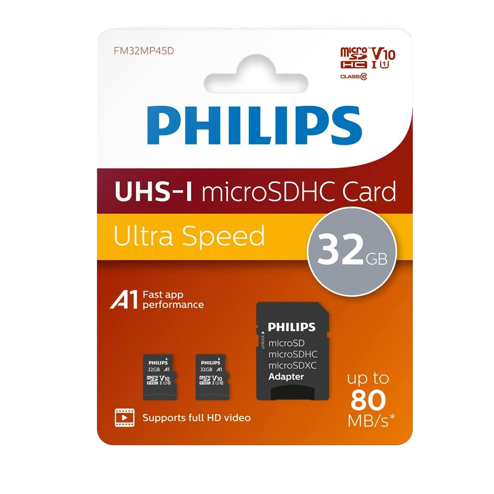 2'li Paket Hafıza Kartı 32GB Class 10 Philips FM32MP45B/00 UHS-I U1