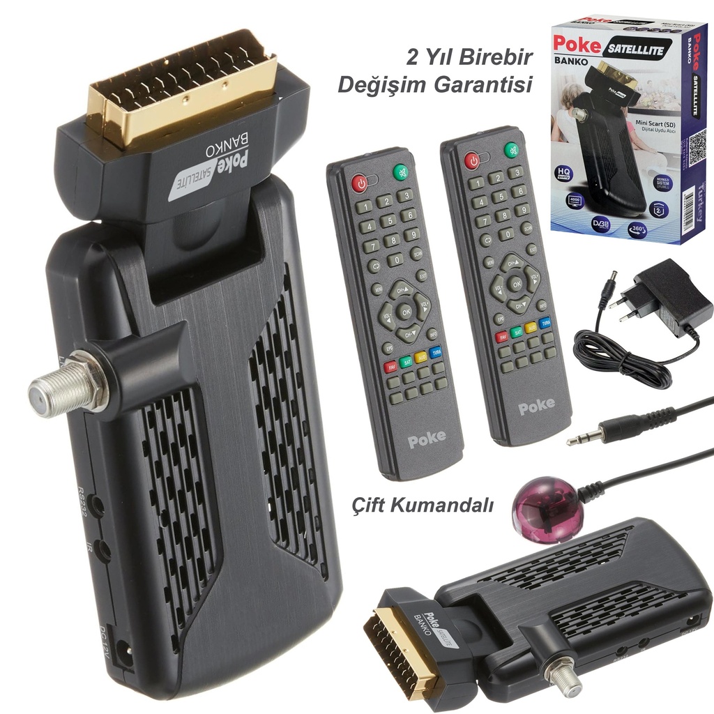 Mini Scart Sd Uydu Alıcı HQ TKGS Çift Kumanda Birebir Değişim Poke Banko