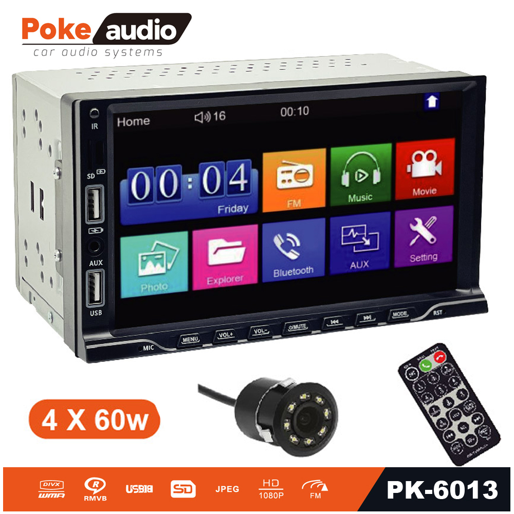7'' Double Din Teyp 4x60w 2xusb FM SD Şarjlı Kamerasız Poke PK-6013B