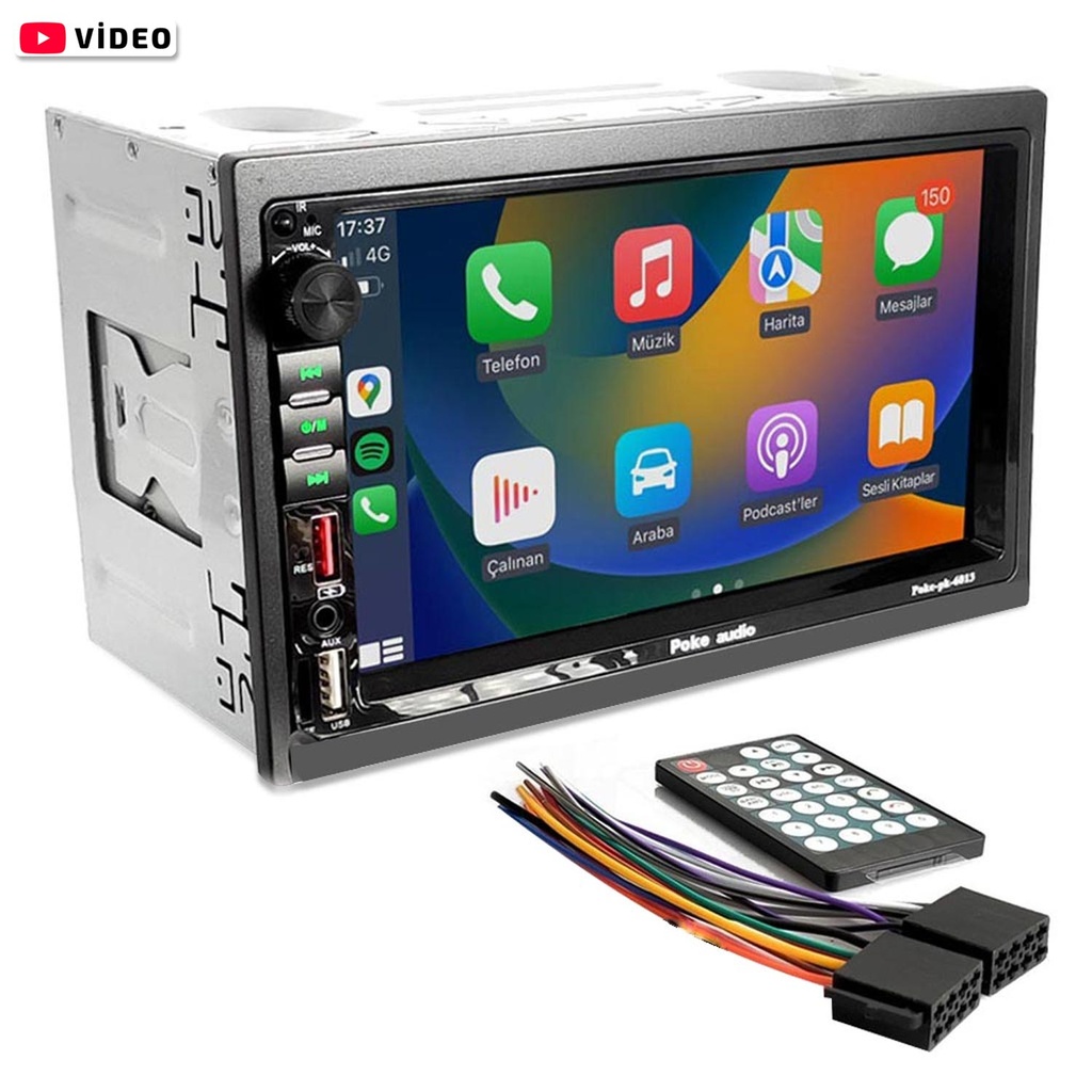 7'' Double Din Teyp 4x60w Dual Şarjlı USB FM SD Kamerasız Poke PK-6013B