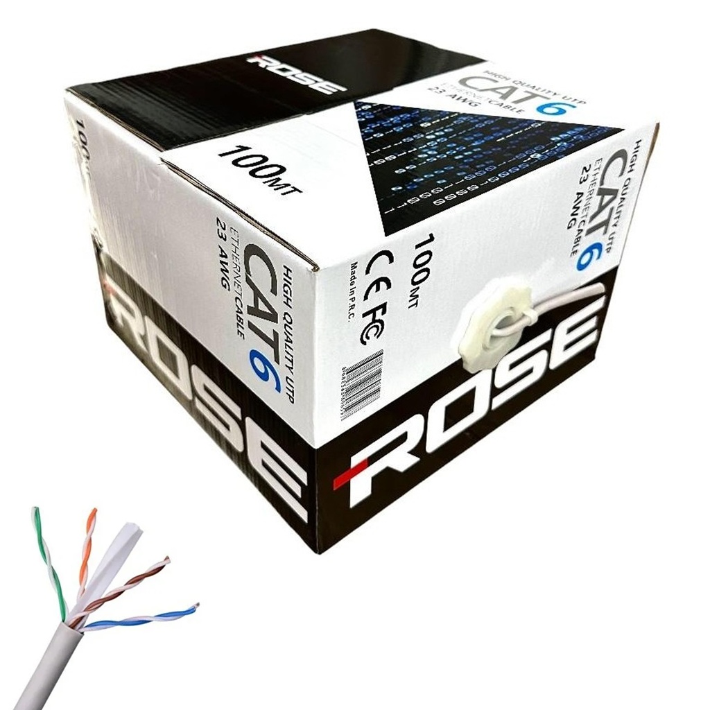 Cat6 Kablo 100mt UTP 23 AWG Rose C-6/100M
