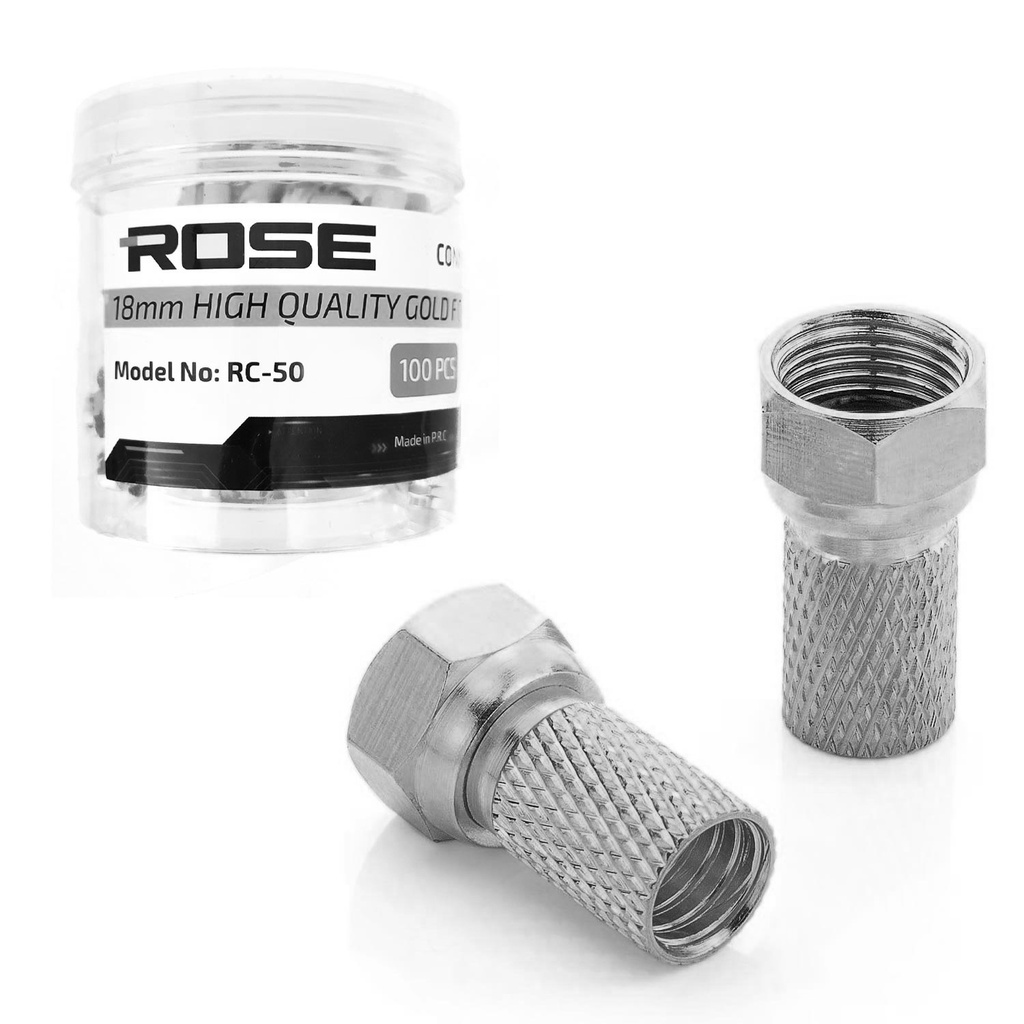 RG6 F Konnektör 22mm 100 Adet Rose RC-50