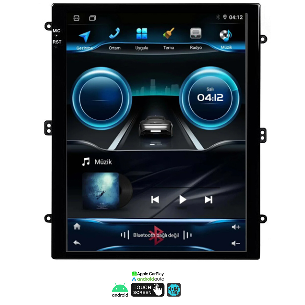 9.7'' Tesla Oto Tablet Android 4-64 Kameralı Multimedya Carplay Rose DC-8990BT-464