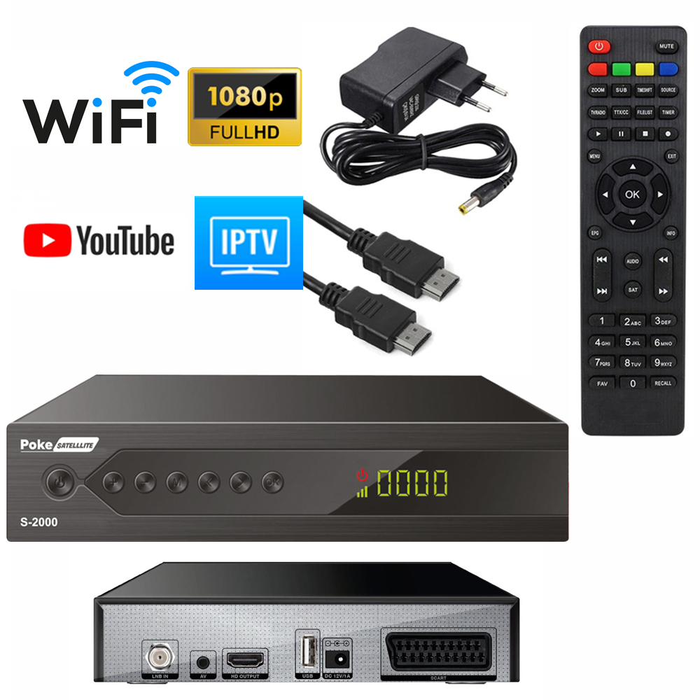 Full Hd Uydu Alıcı Kasalı Scartlı Free IP TV Wifi Youtube  PokeSat S2000
