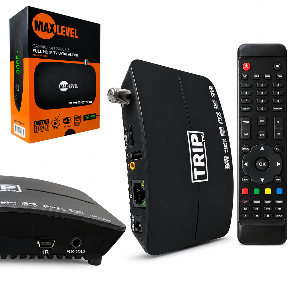 Full HD Çanaklı Çanaksız IPTV Uydu Alıcı Dahili Wi-Fi Ethernet Maxlevel Triptv