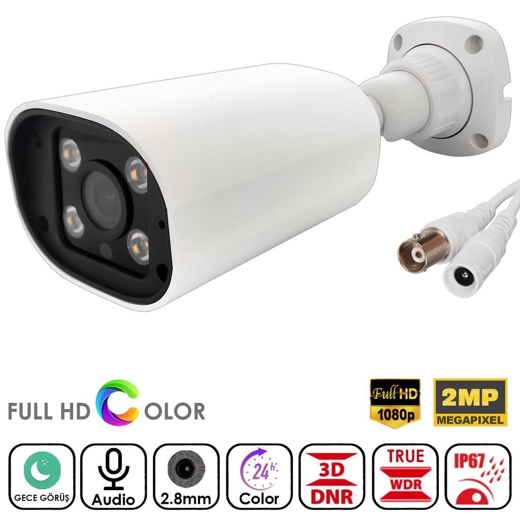 Colorvu Gece Renkli 2mp AHD Bullet Kamera Mikrofonlu 2.8mm Apronx AX-BW125S