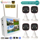 Güvenlik Kamera Seti 4 Kanal NVR + 4 Kamera 3MP Colorvu Gece Renkli + 10" LCD Monitör Apronx AX-BSM400