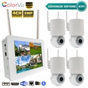 Wifi Kablosuz Kamera Seti NVR + 4 Kamera 3MP Colorvu + 10" LCD Monitör Apronx AX-DSM600