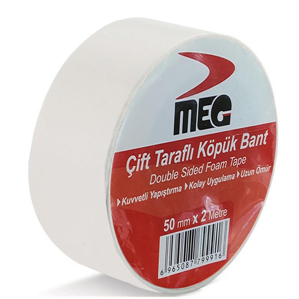 Çift Taraflı Köpük Bant 50mm 2mt Meg