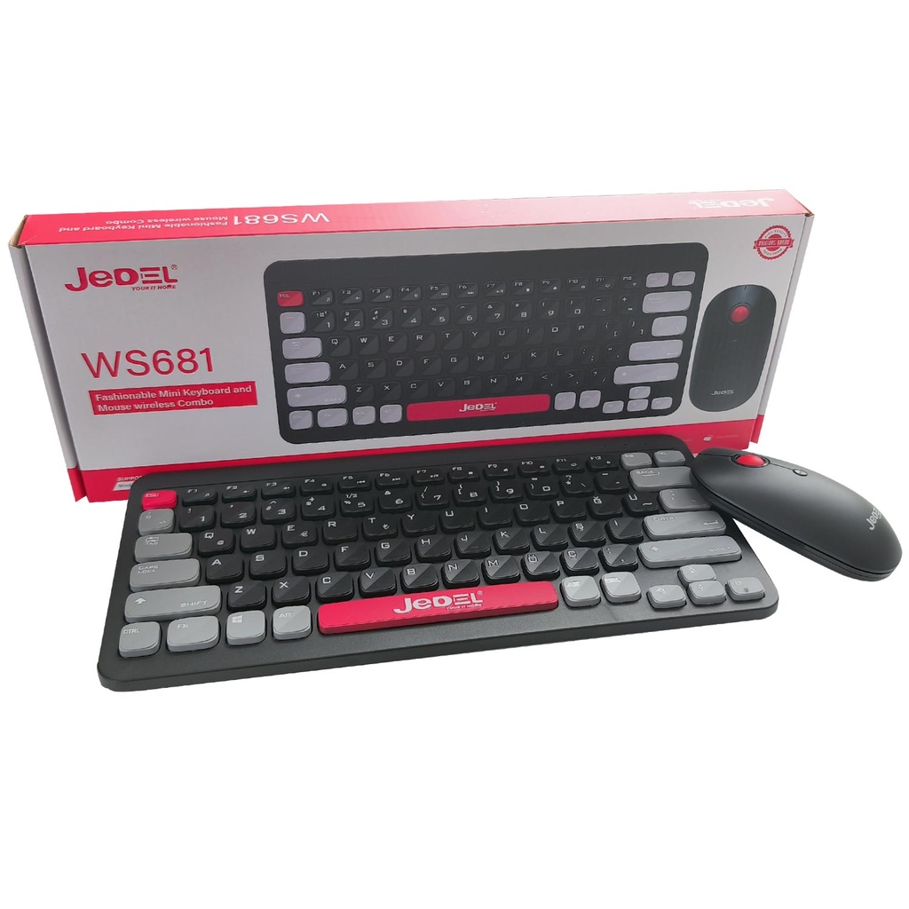 Sessiz Ofis Kablosuz Mini Klavye Q Türkçe + Mouse Set Jedel WS-681B