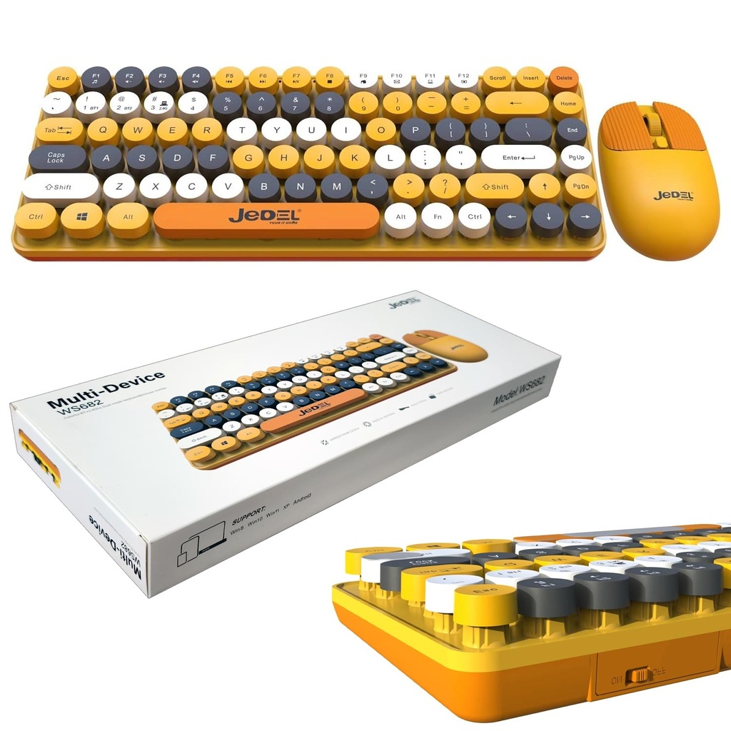 Sessiz Renkli Kablosuz Mini Klavye Q Türkçe + Mouse Set Jedel WS-682B