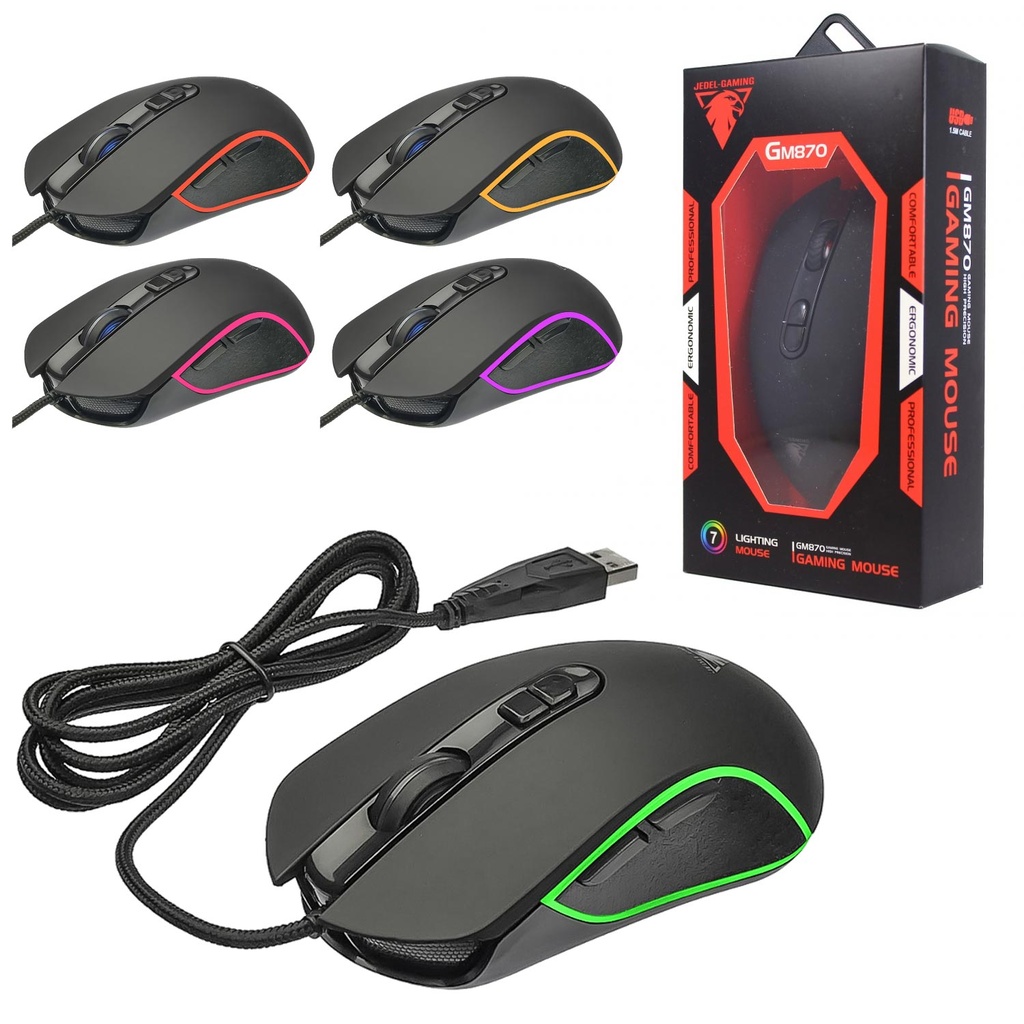 Oyuncu Mouse Örgü Kablolu Gaming Mouse RGB Led 3200DPİ Jedel GM-870