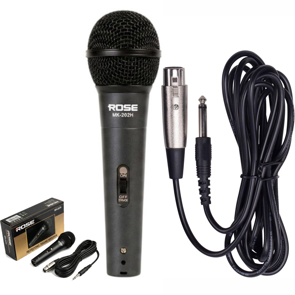 El Mikrofonu Dinamik Kablolu Metal 5mt Rose MK-202H