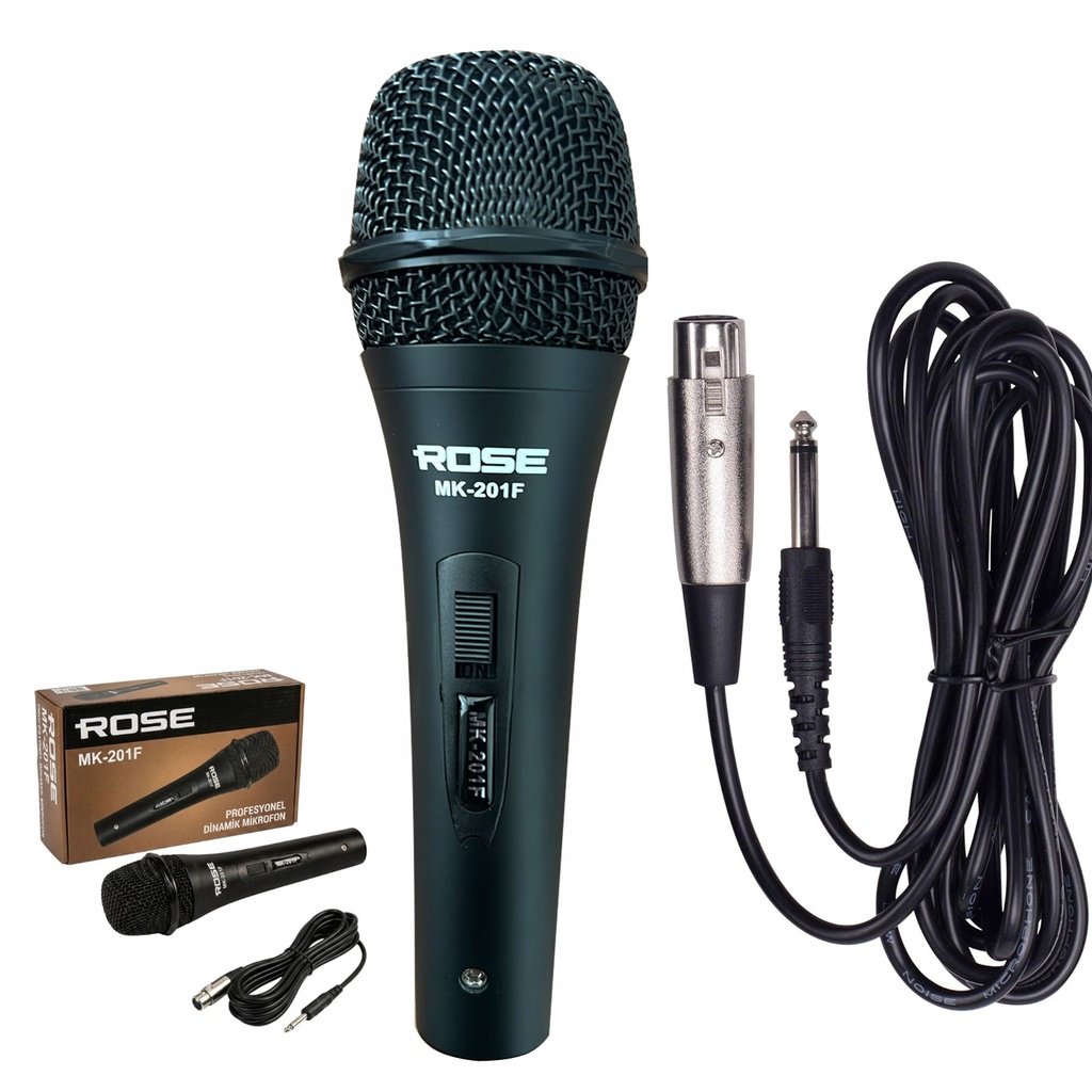 El Mikrofonu Dinamik Kablolu 5mt Metal Rose MK-201F