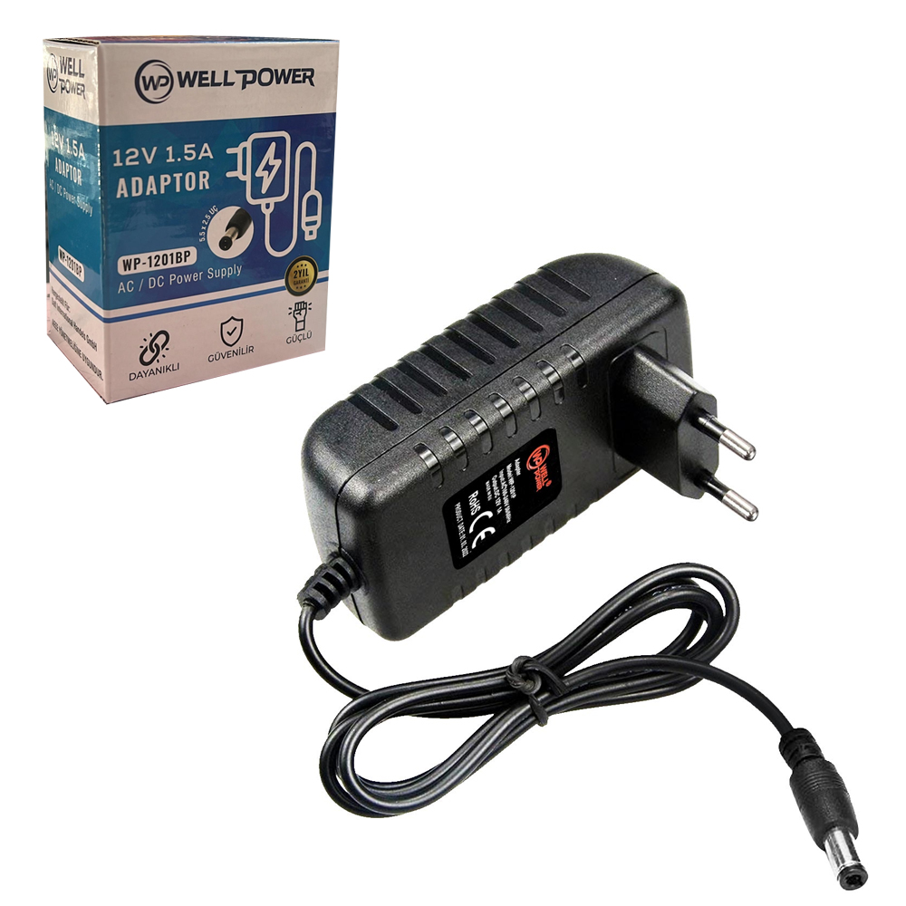 Adaptör 12v 1.5a 5.5x2.5 Wellpower WP-1201BP