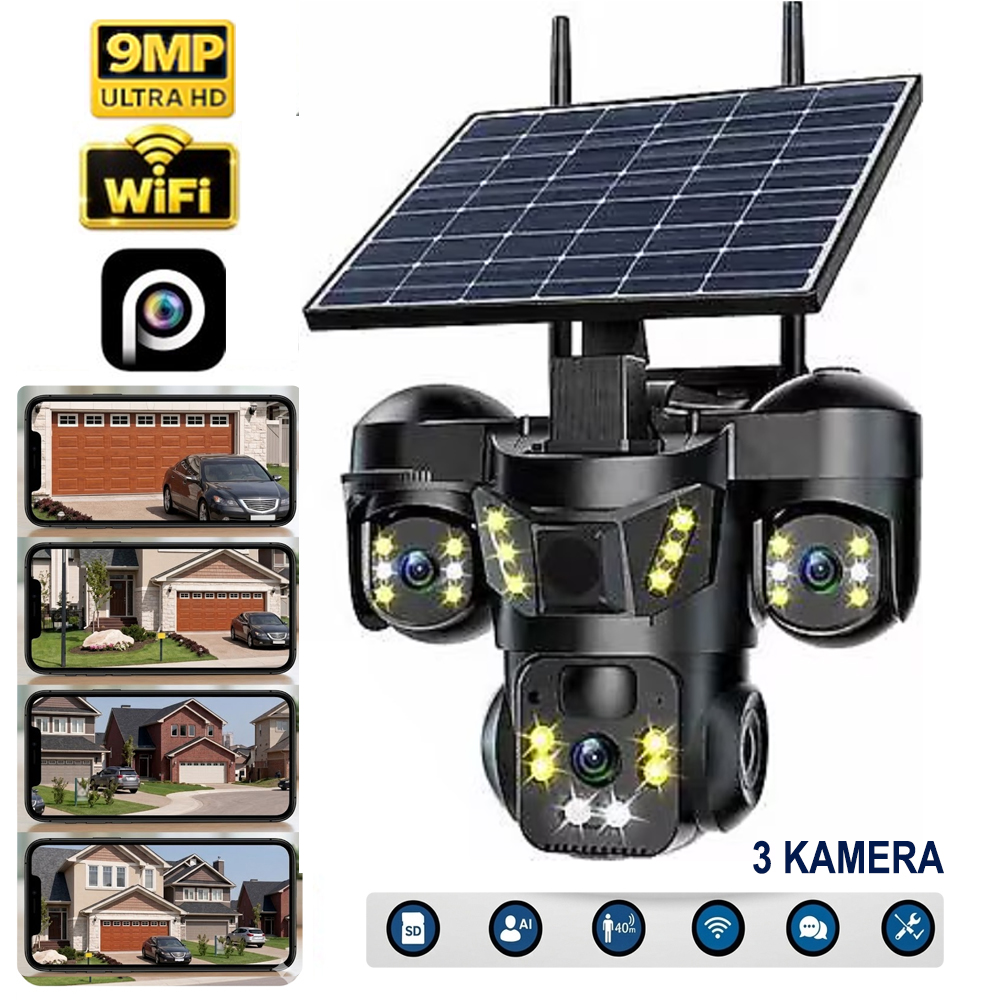 4G Solar PTZ Akıllı 3 Kamera 9MP Gece Renkli Sesli X5Tech RX-66WS