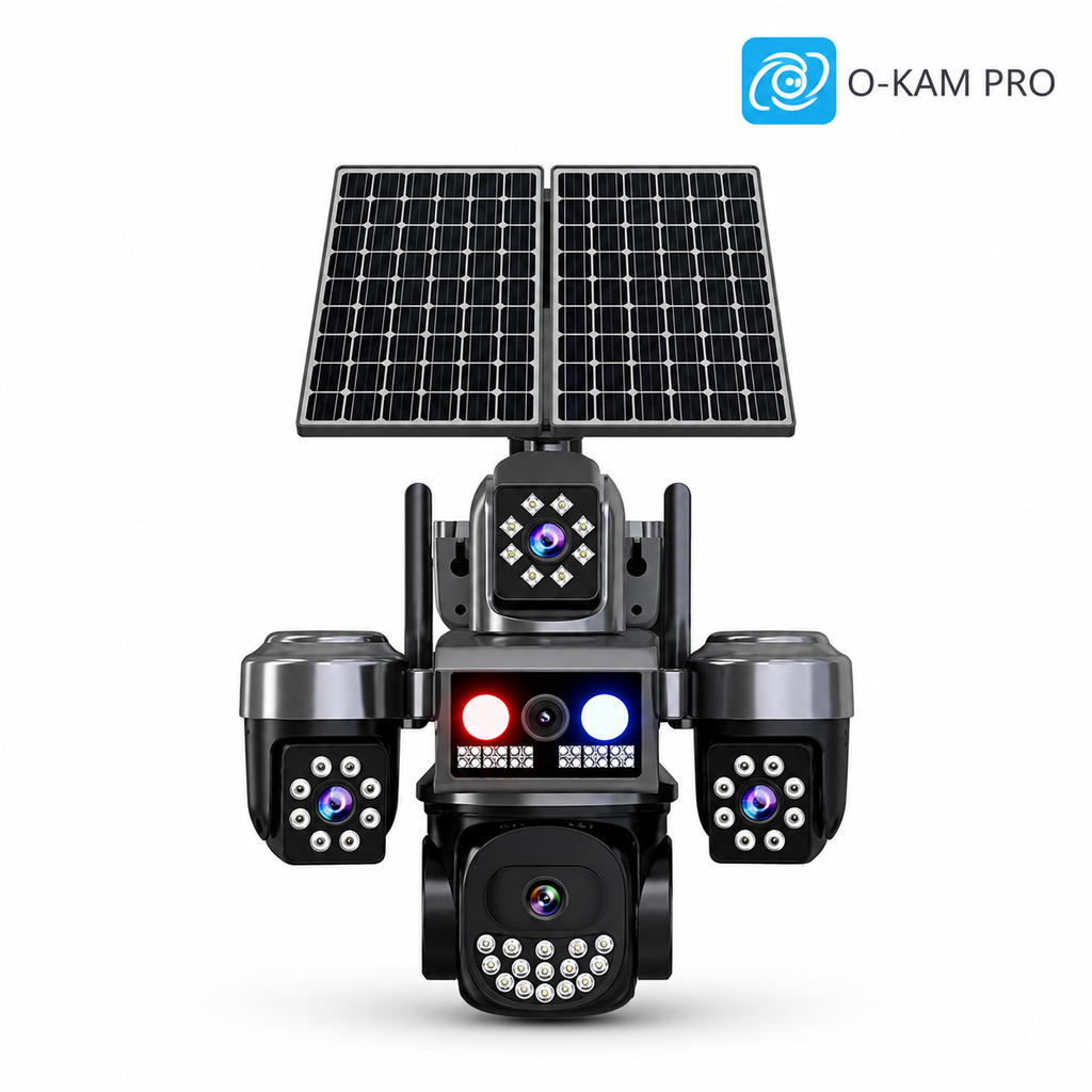 Wifi Ptz Solar Kamera 4 Lens 3Mp Sirenli Alert 3G Sim Kartlı O-Kam Pro OK-332