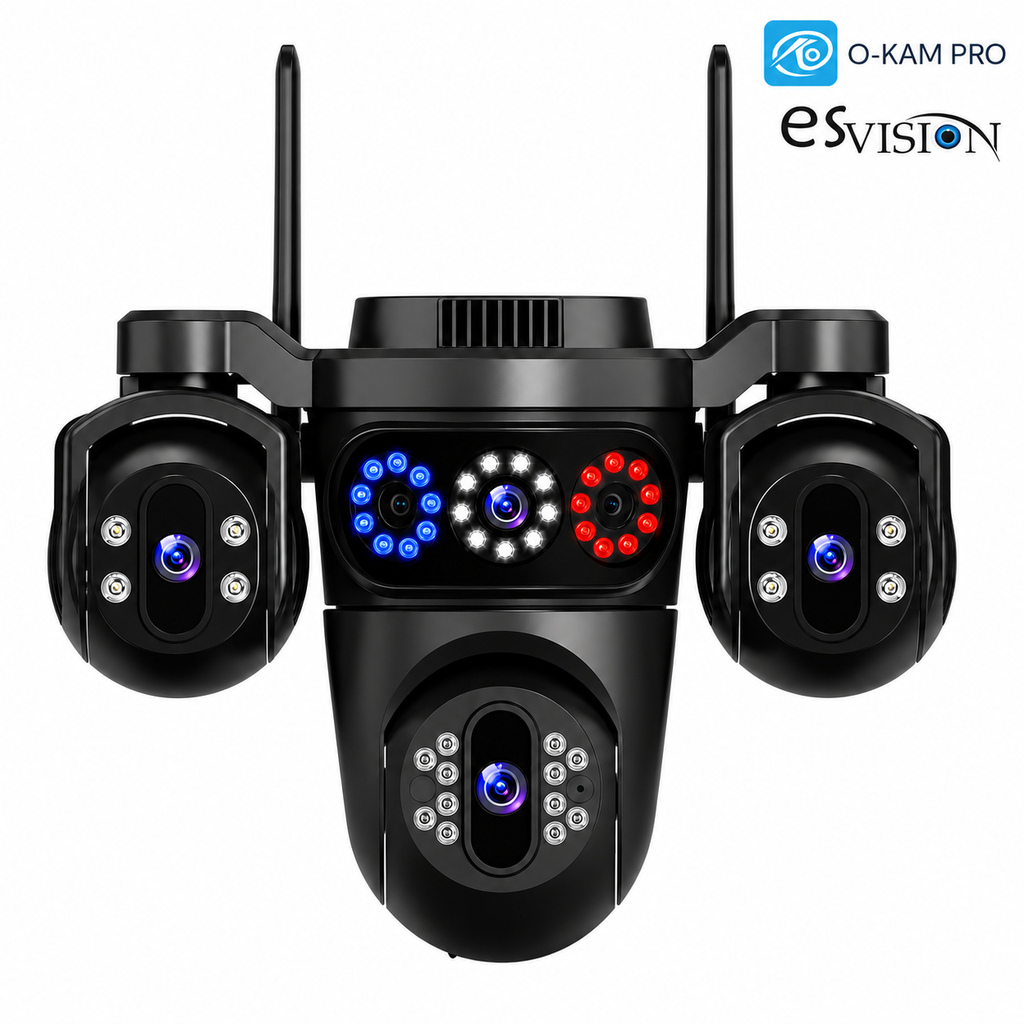 Wifi Ptz 3 Kamera 3x3Mp Çakarlı Sirenli O-Kam Esvision Es-703