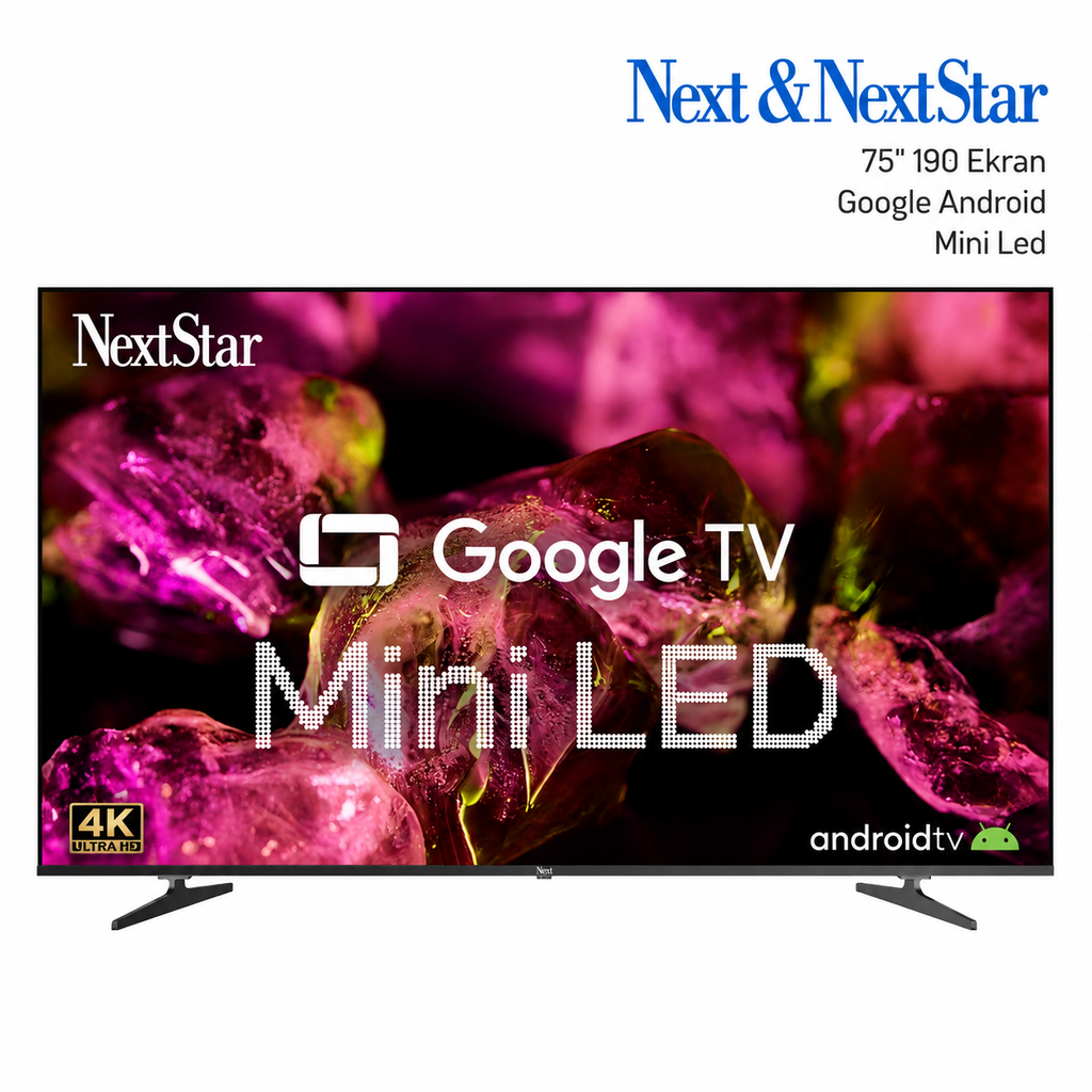 75'' 190 Ekran Televizyon Mini Led Full Hd 8K Google Tv Next Ye-75IDWG11